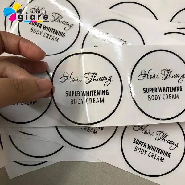 Mẫu tem nhãn Hoài Thương BODY CREAM nhựa trong