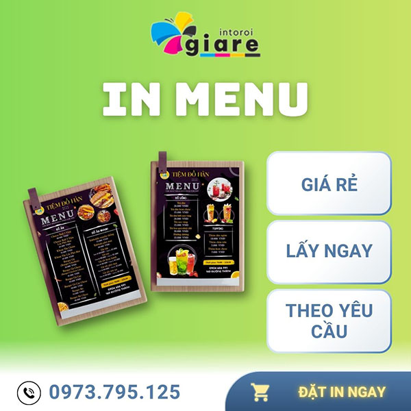 In Menu Đẹp, Giá Rẻ, Lấy Ngay, Số Lượng Ít, Theo Yêu Cầu