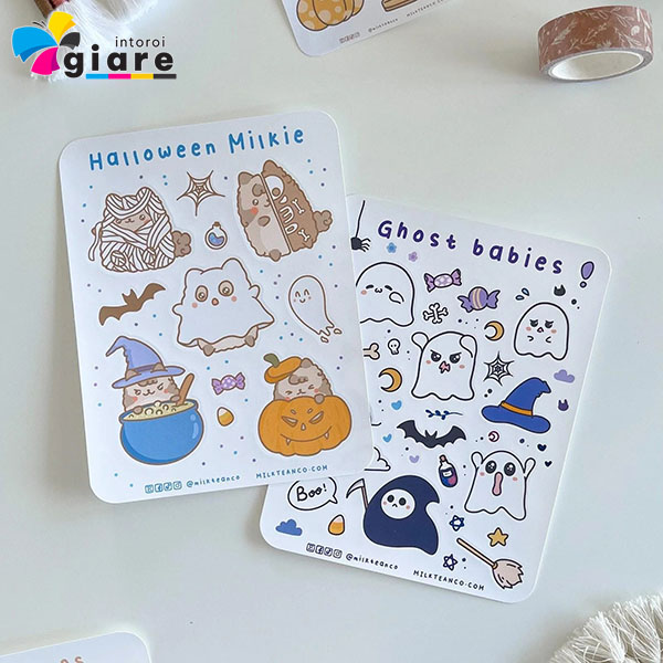 Mẫu decal halloween đáng yêu in bằng công nghệ in flexo