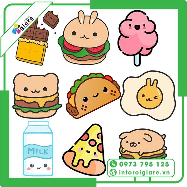 Các mẫu Sticker đồ ăn đẹp mắt giá rẻ kích thích mua hàng