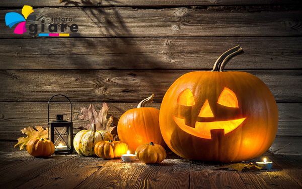 Mẫu Background Halloween png với những quả bí ngô hình thù quái dị
