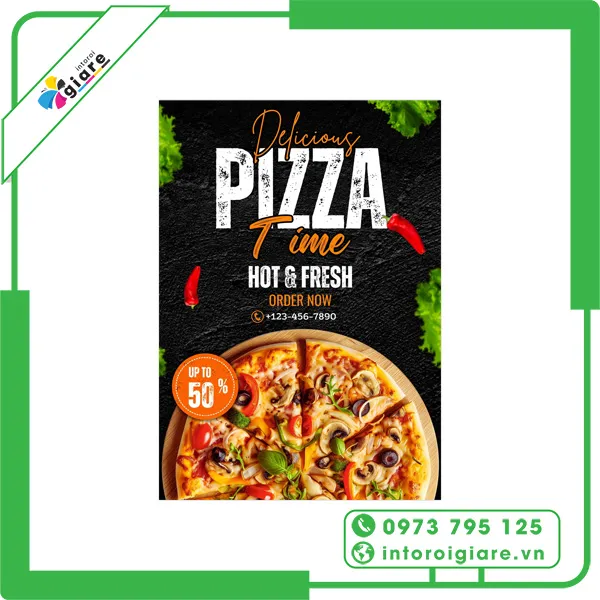 Mẫu tờ rơi pizza khuyến mãi 50%