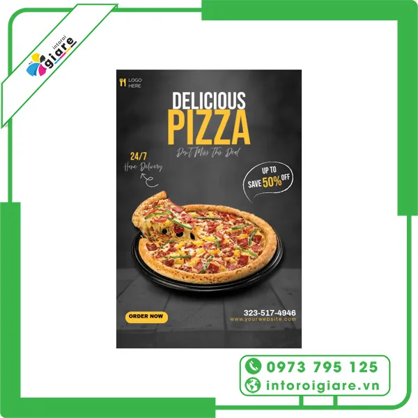 Mẫu tờ rơi pizza ấn tượng