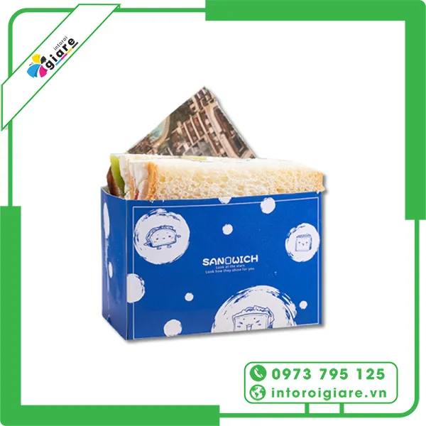 Mẫu hộp giấy đựng sandwich có in logo