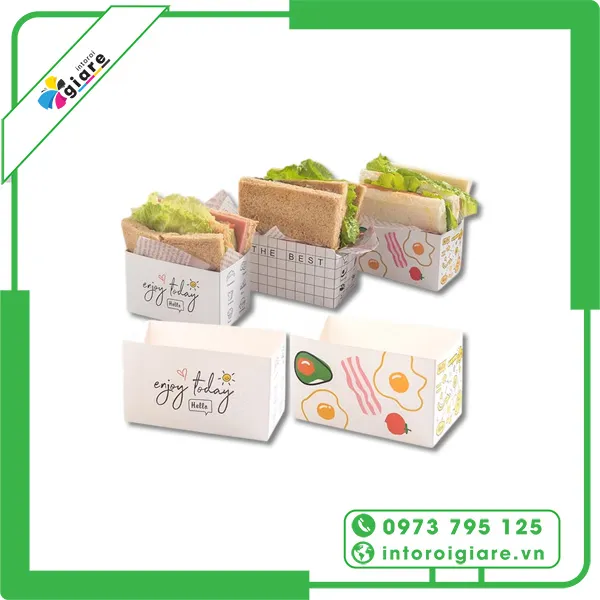 Mẫu hộp giấy đựng sandwich số lượng lớn