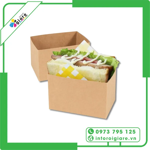 Mẫu hộp giấy đựng sandwich cho quán ăn