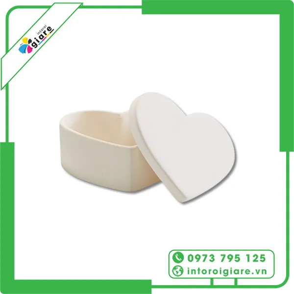 Mẫu hộp giấy trái tim màu trắng