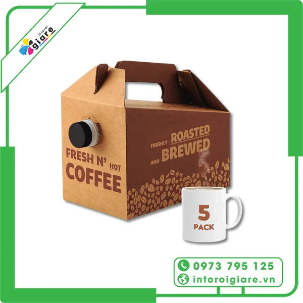 Mẫu hộp giấy đựng cà phê mang đi ROASTED