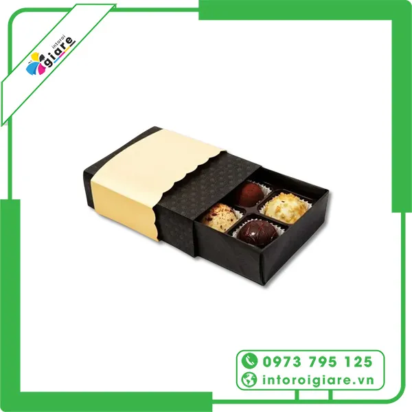 Mẫu hộp giấy đựng socola nắp trượt