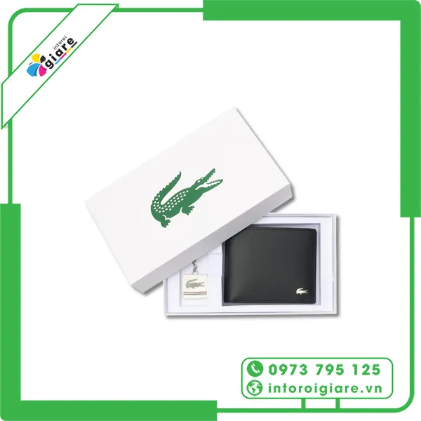Mẫu hộp giấy đựng ví Lacoste