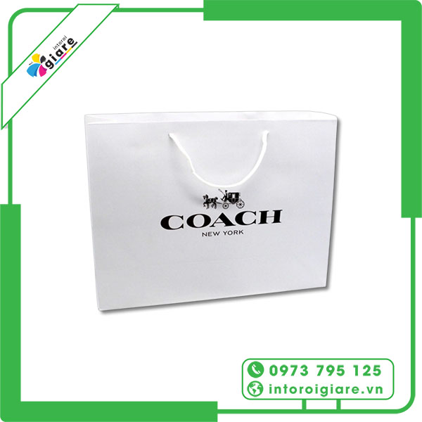 Mẫu túi giấy Coach màu trắng