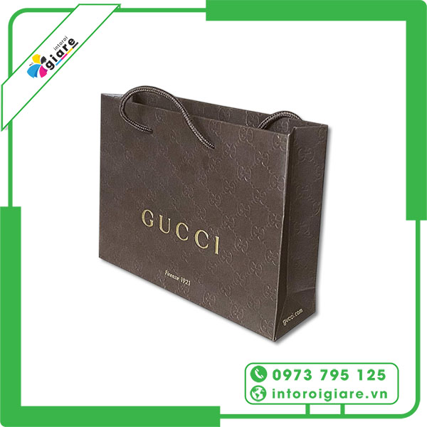 Mẫu túi giấy Gucci phiên bản màu nâu