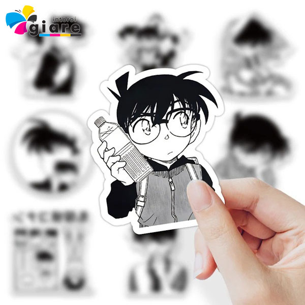 Mẫu sticker Conan và chai nước