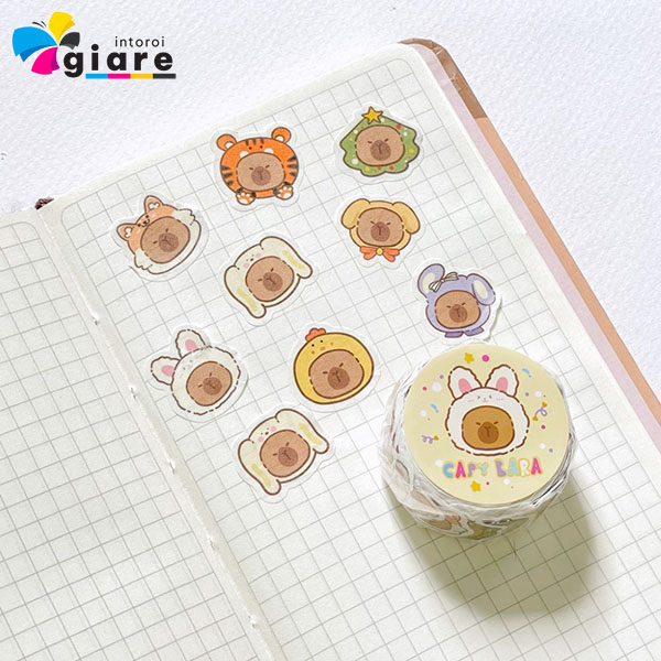 Mẫu sticker cuộn capybara