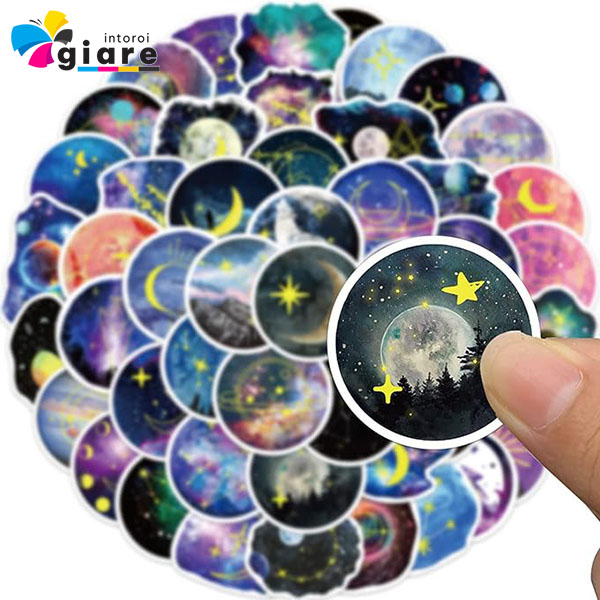 Mẫu sticker galaxy mặt trăng
