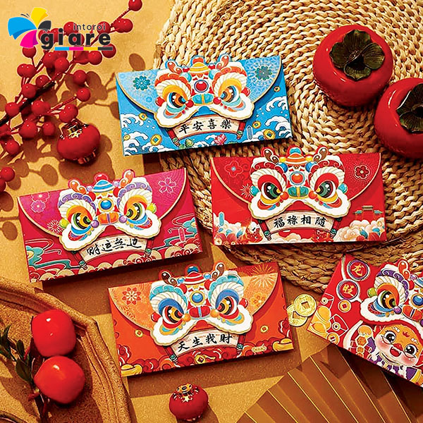 Mẫu bao lì xì thiết kế đầu lân độc đáo