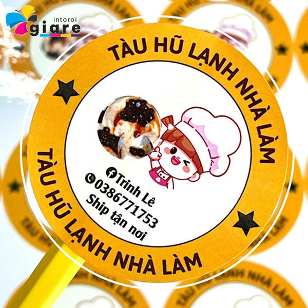 Mẫu logo dán Tàu Hũ Lạnh Nhà Làm in bằng công nghệ in UV