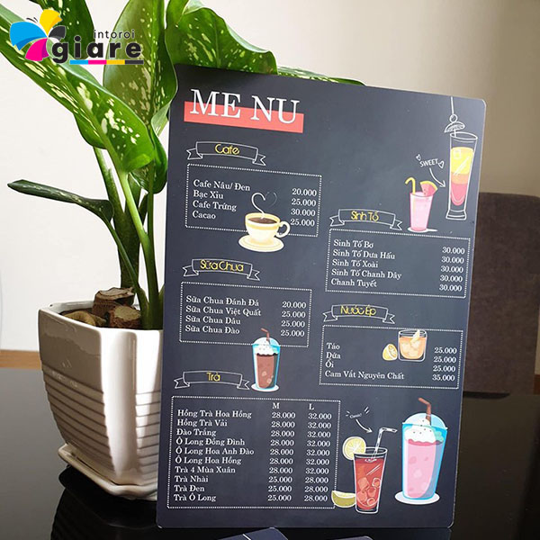 Mẫu menu quán cà phê phổ biến