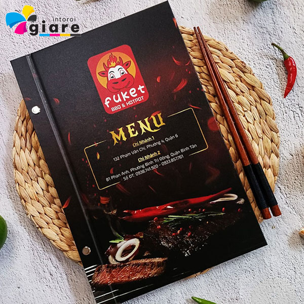 Mẫu menu bìa cứng Fuket BBQ & Hotpot