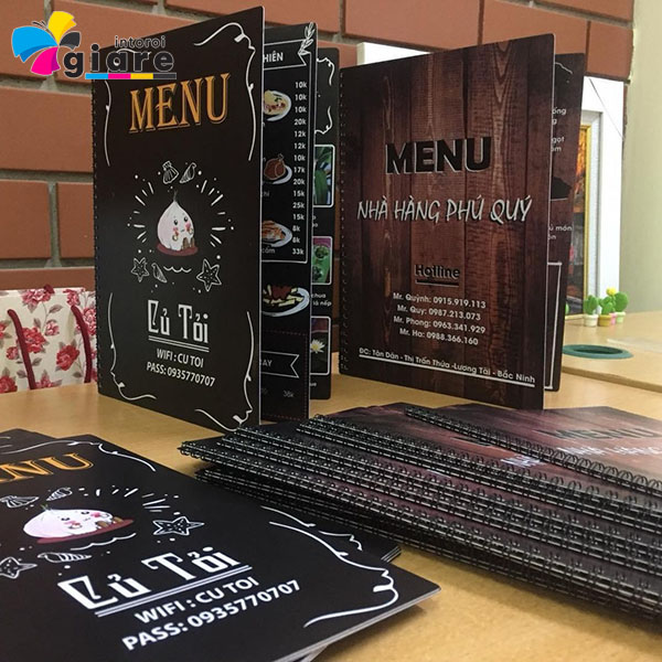 Mẫu menu nhựa chống nước Nhà hàng Phú Quý