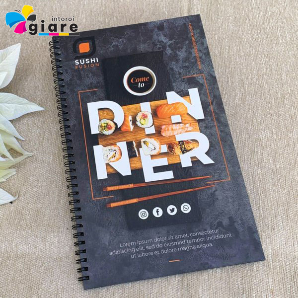 Mẫu menu đóng gáy lò xo của nhà hàng Sushi