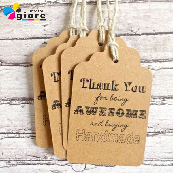 Mẫu tag treo Thank You bằng giấy kraft