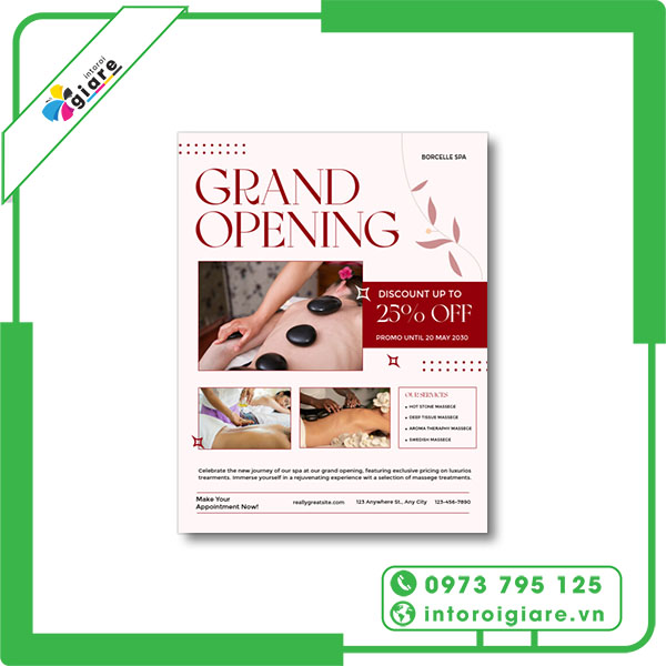 Mẫu tờ rơi khai trương spa giảm 25%