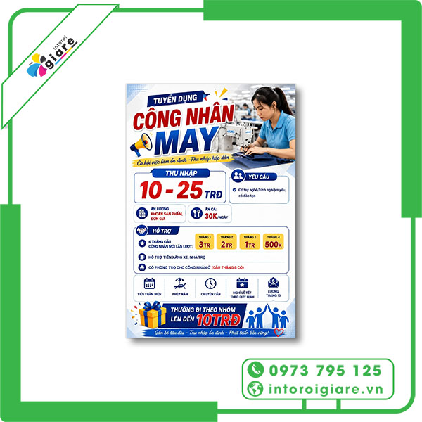 Mẫu tờ rơi tuyển dụng công nhân may