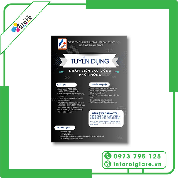 Mẫu tờ rơi tuyển dụng lao động phổ thông