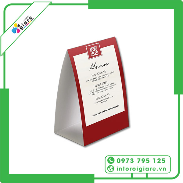 Mẫu menu đám cưới đứng