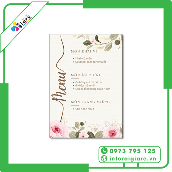 Mẫu menu đám cưới thu hút