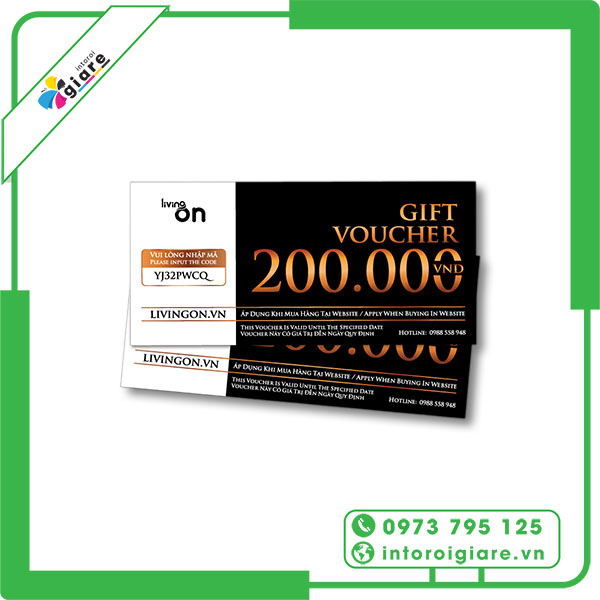 Mẫu voucher quà tặng LIVINGON